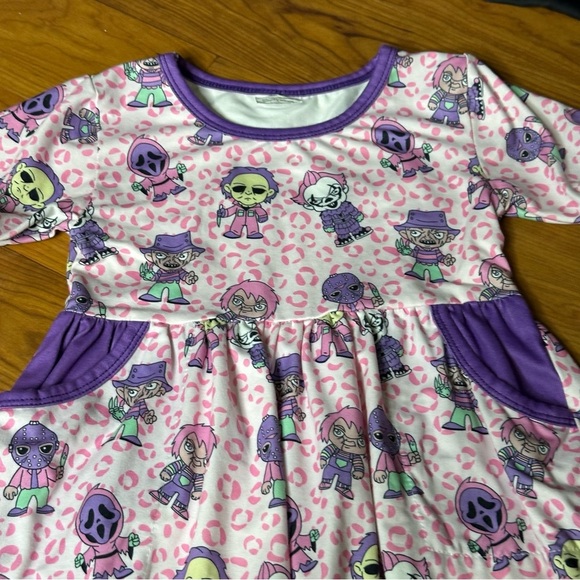 Great Lakes Kids Apparel Horror Dress Pink Purple Ghost Face Haloween It 3T - Picture 7 of 11